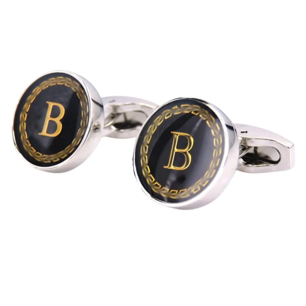 Personalized Monogram Black Cufflinks