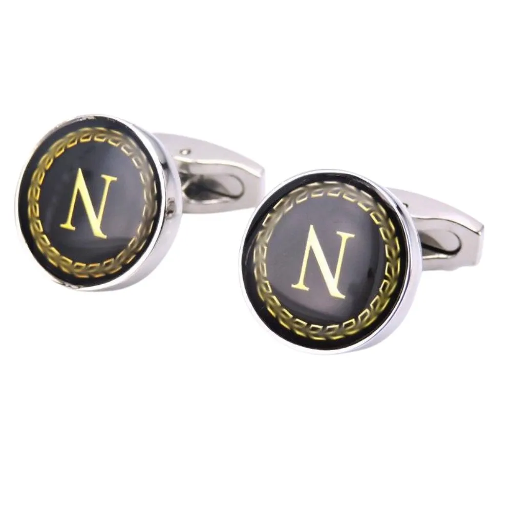 Personalized Monogram Black Cufflinks