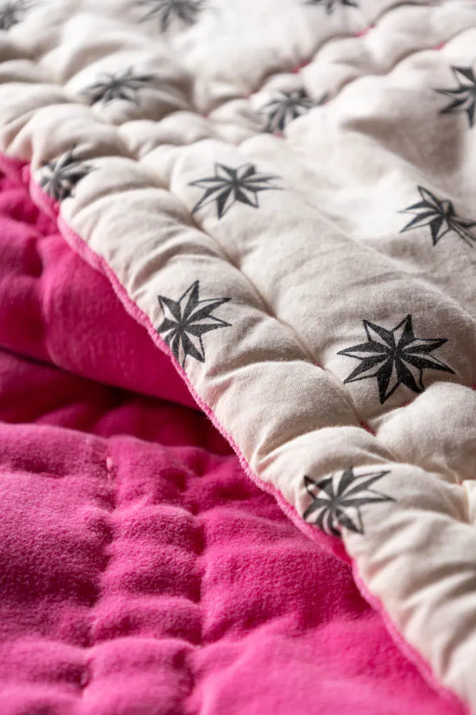 Reversible Hot Pink Star Throw