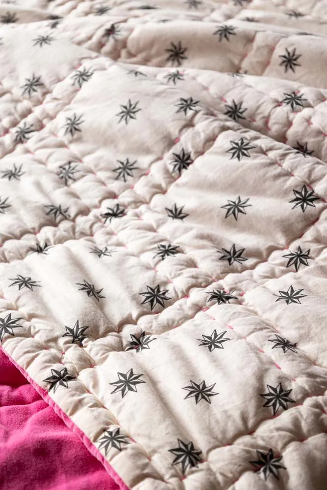 Reversible Hot Pink Star Throw