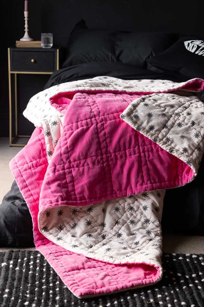 Reversible Hot Pink Star Throw