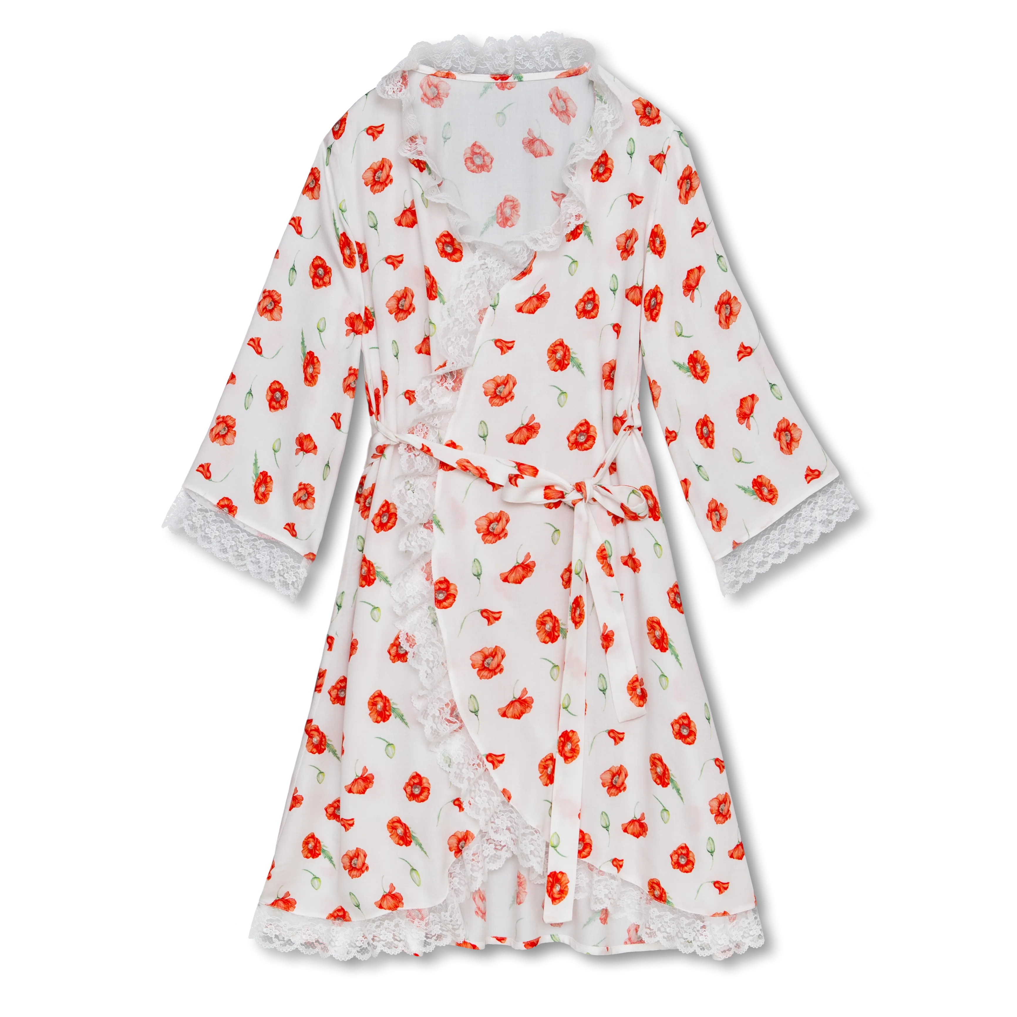 SOFIA - GIRLS VISCOSE DRESSING GOWN POPPY PRINT