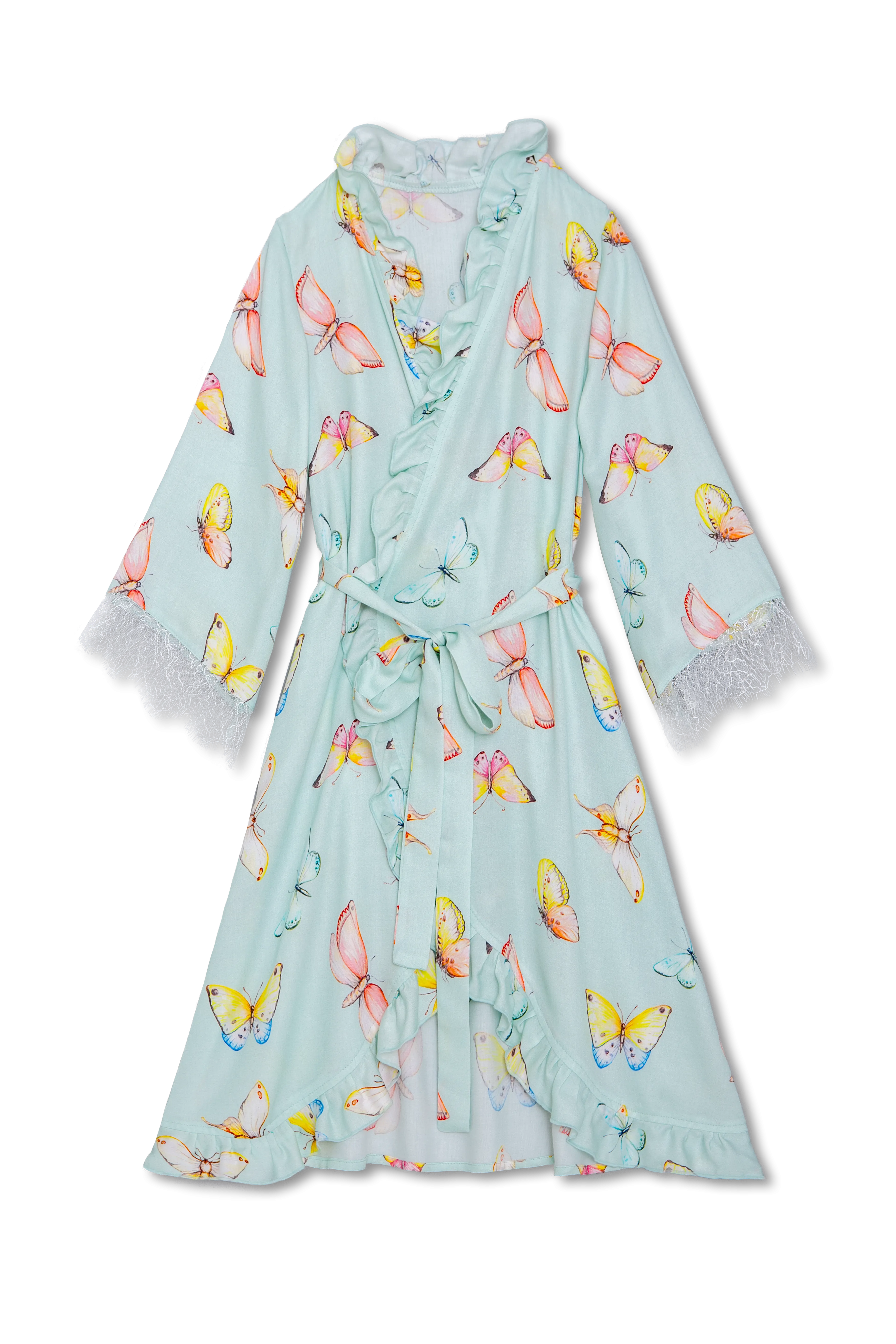 SOFIA - KIDS' DRESSING GOWN MINTY GREEN BUTTERFLIES