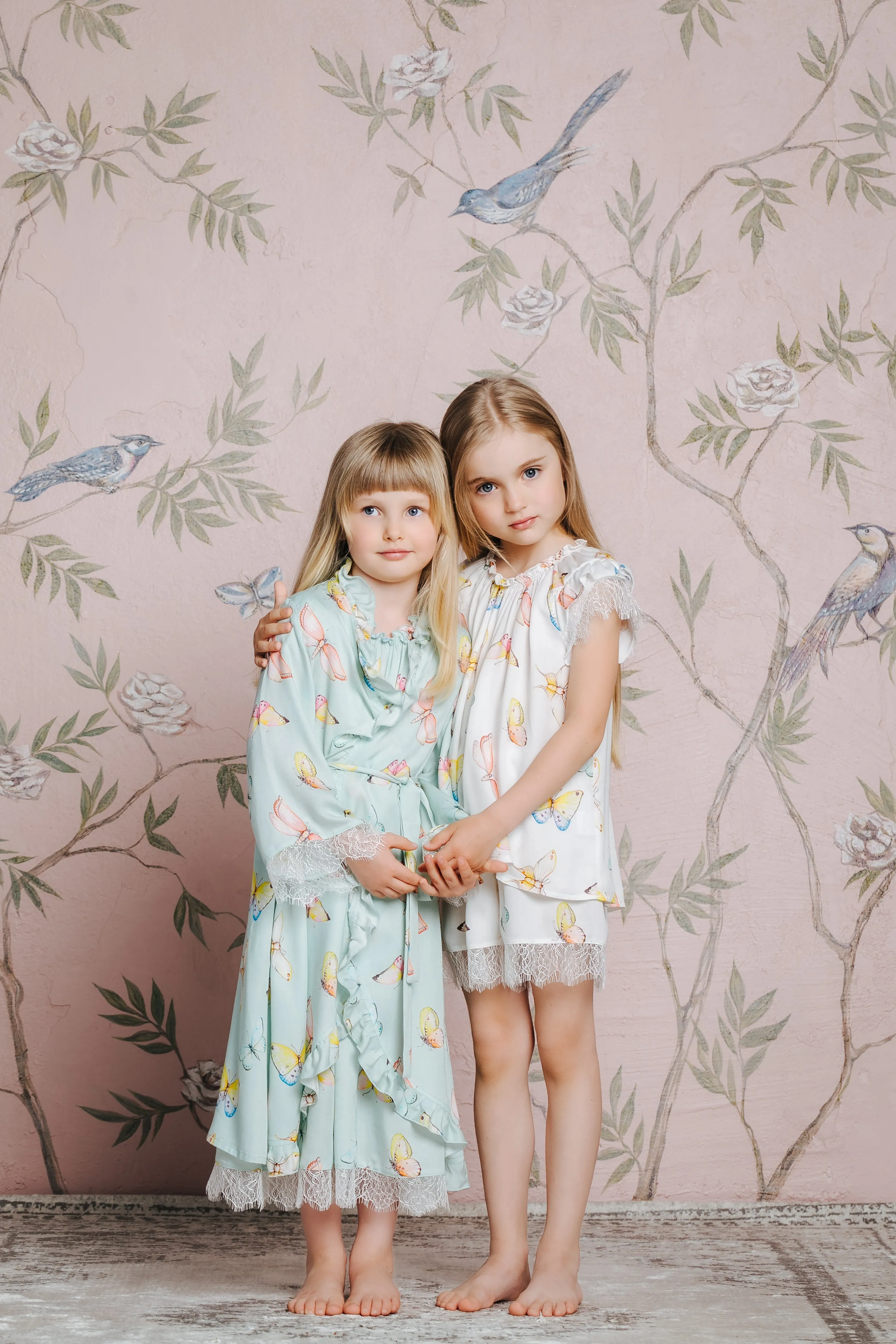 SOFIA - KIDS' DRESSING GOWN MINTY GREEN BUTTERFLIES