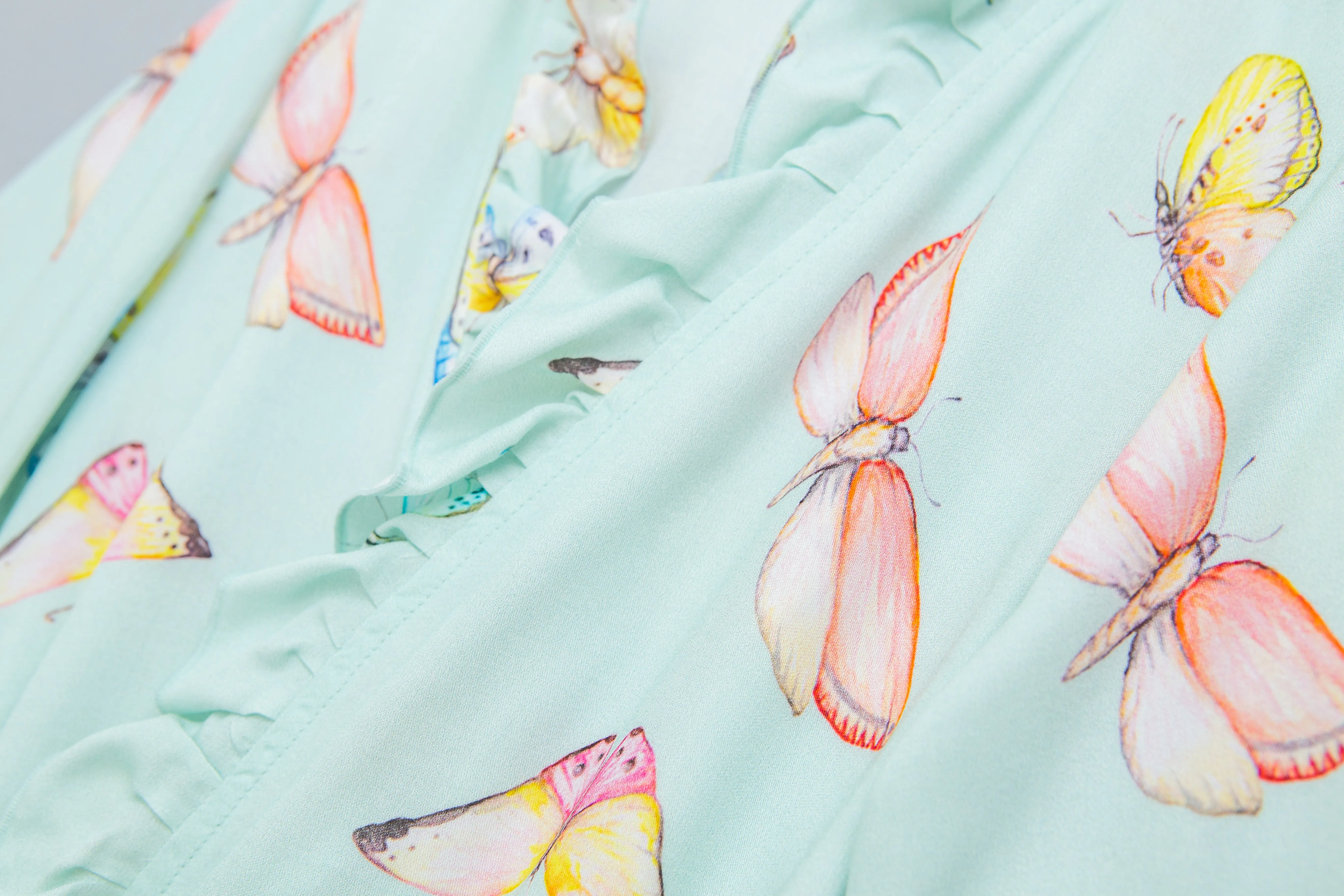 SOFIA - KIDS' DRESSING GOWN MINTY GREEN BUTTERFLIES