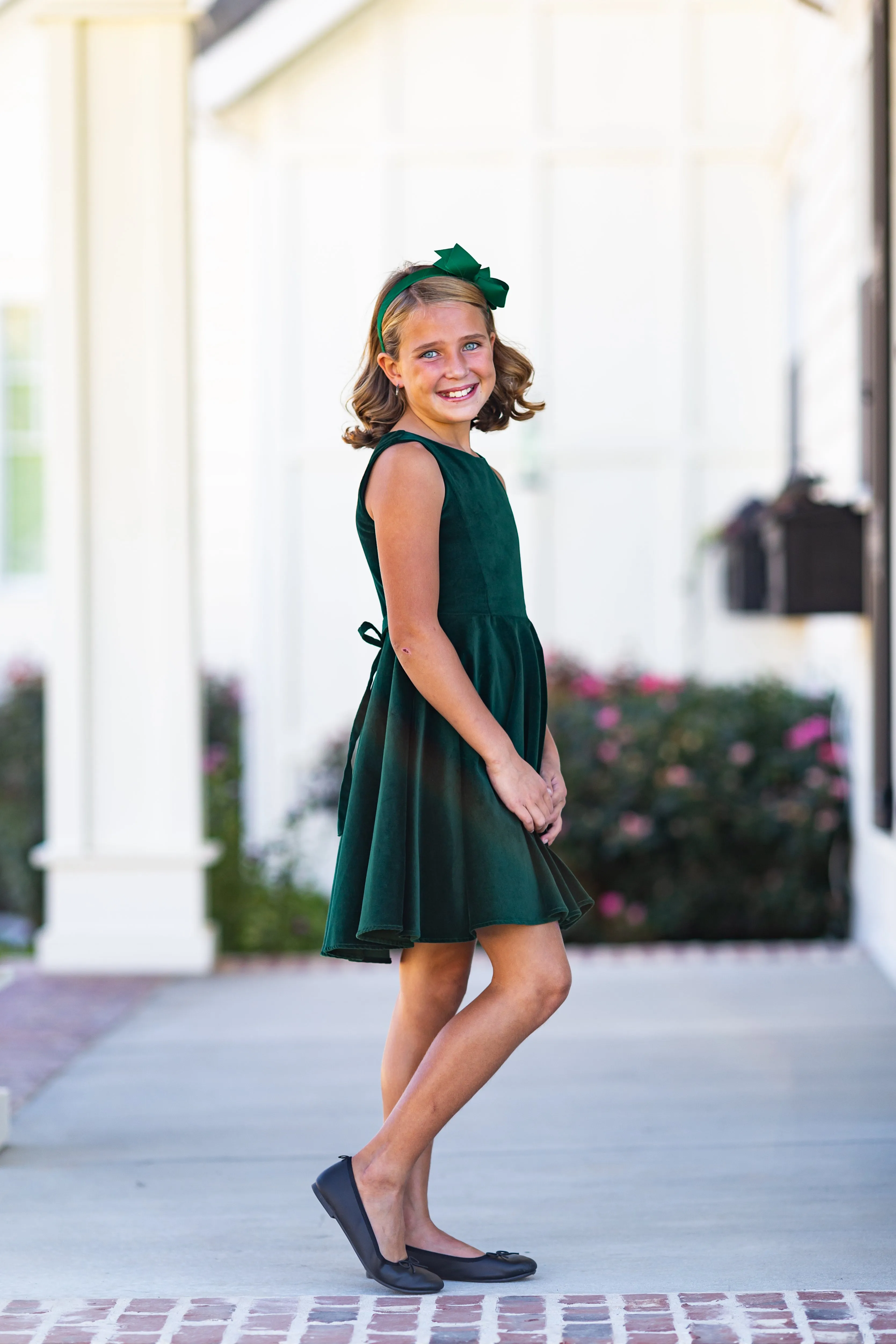 Special Occasion Dress in Green Velvet