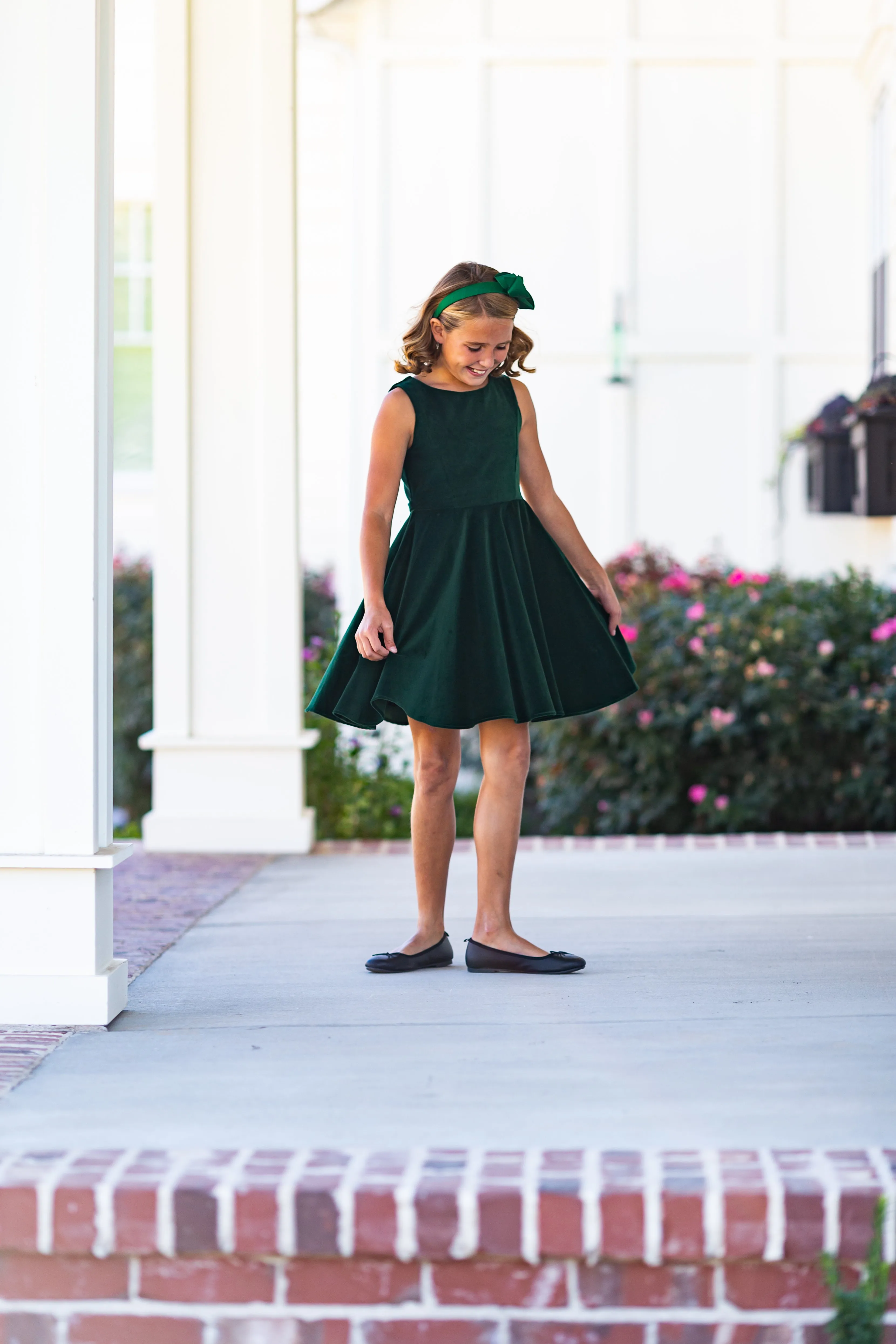 Special Occasion Dress in Green Velvet