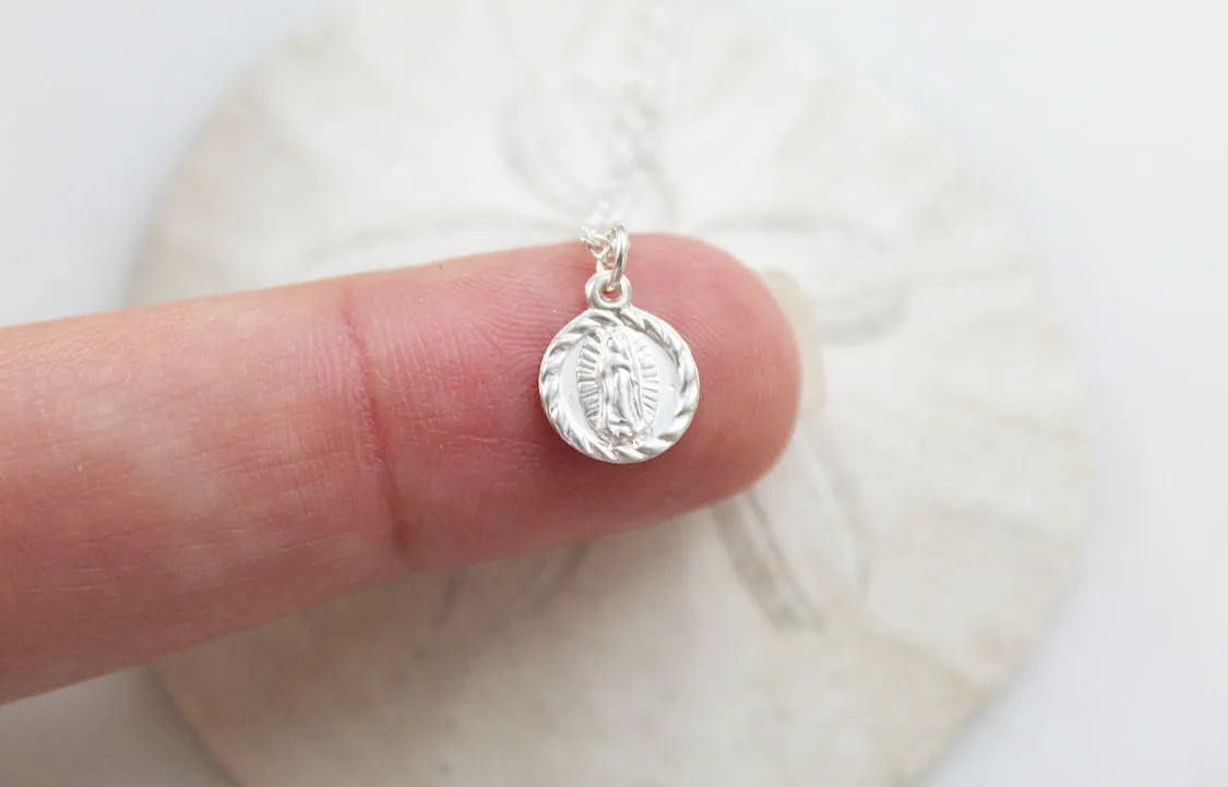 Tiny Our Lady of Guadalupe necklace