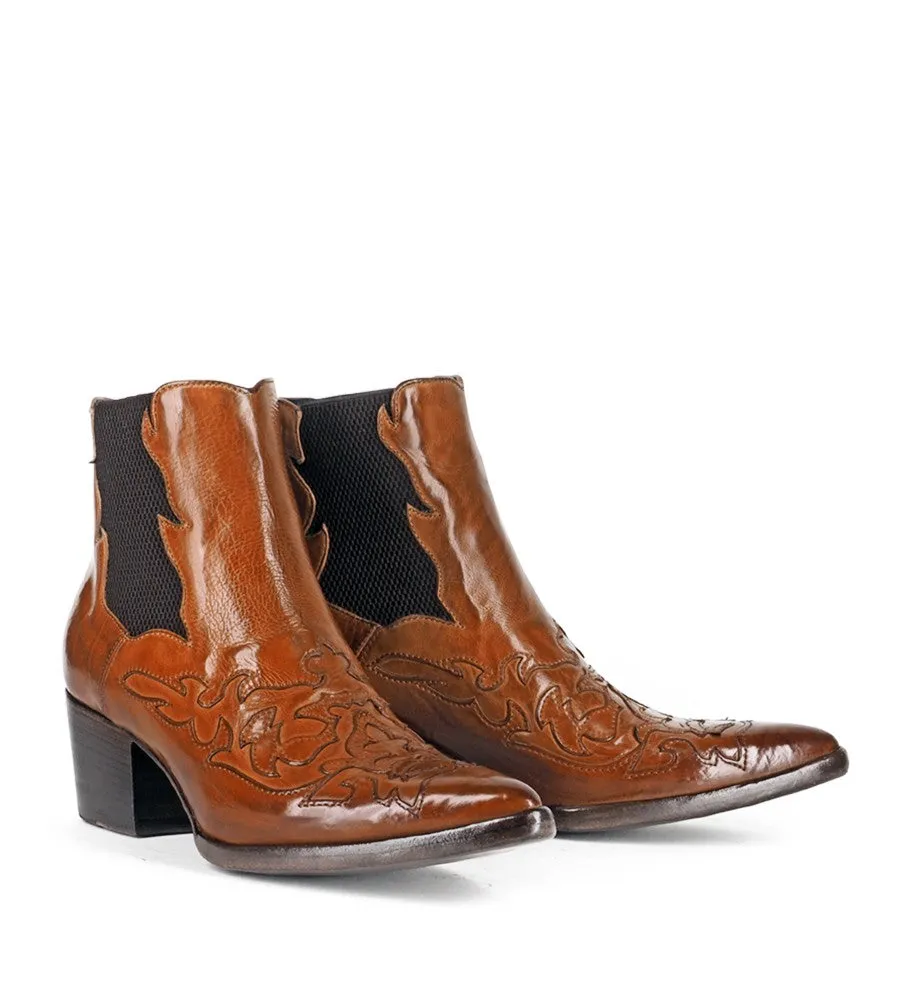 URSULA 46036<br>Brown texan inspired ankle boots