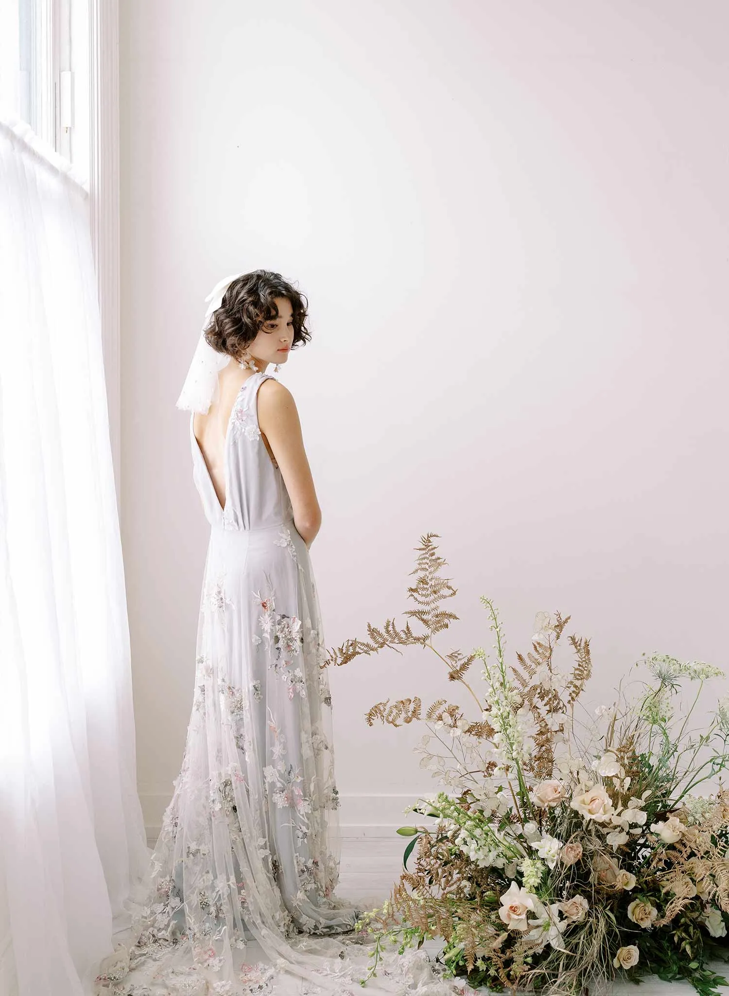 Whisper tulle, short pearl veil - Style #2353