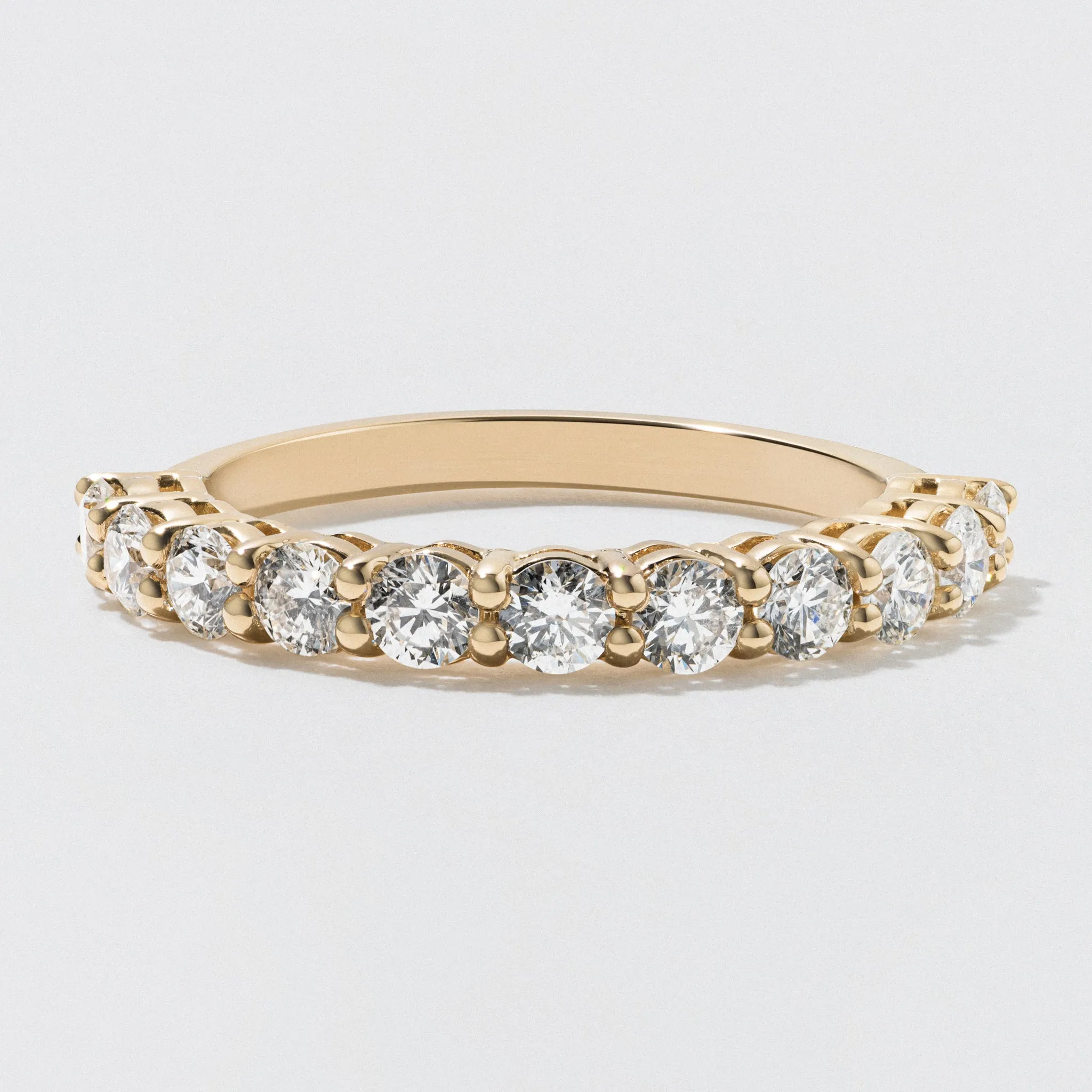 Yellow Gold Diamond Half Eternity Wedding Band - Polished 3mm